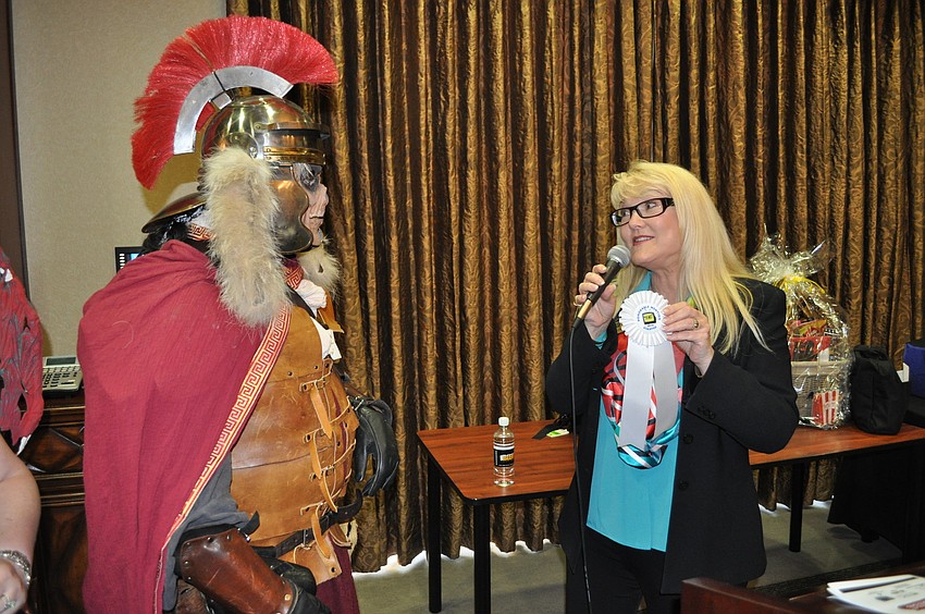 John Duncan, a Ft. Lauderdale native and entertainment director for a pirate reenactment group accepted his honorable mention award for his scripted pitch, â€œKnights of the Arnoth.â€