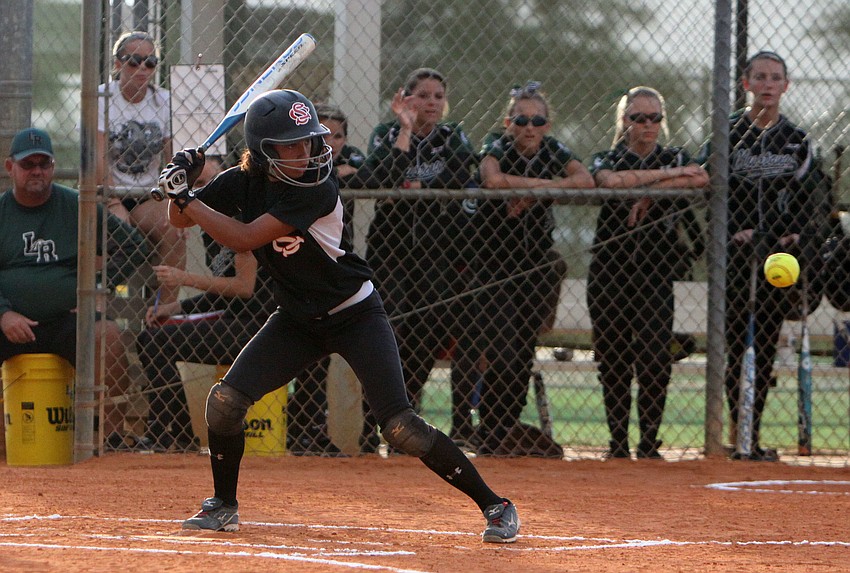 Strawberry Crestâ€™s Mia Fung, No. 9, prepares to hit the ball.