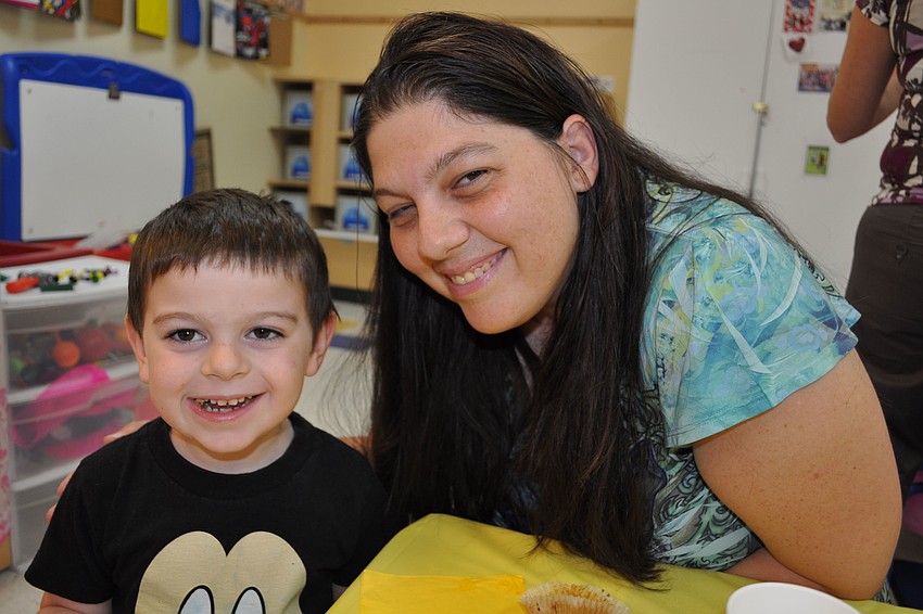 Benjamin Hanin, 3, ate with his mom, Julie.