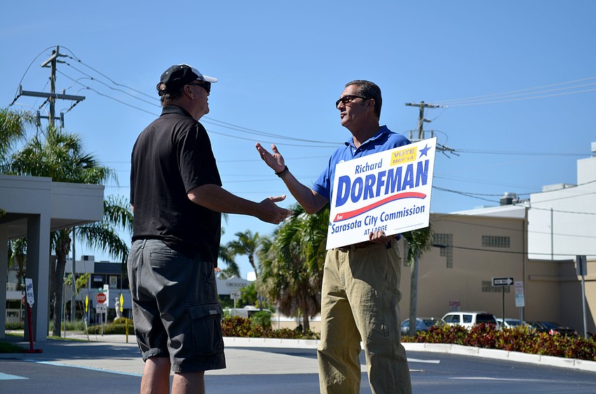 Richard Dorfman spent the day visiting precincts to greet voters.