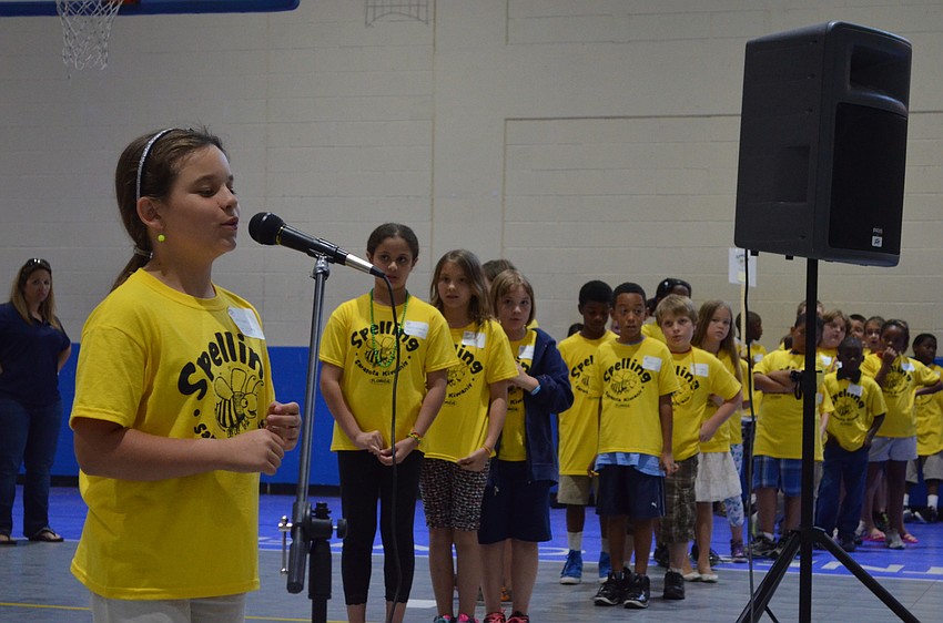 Fourth grader Skyy Lind faces the judges.