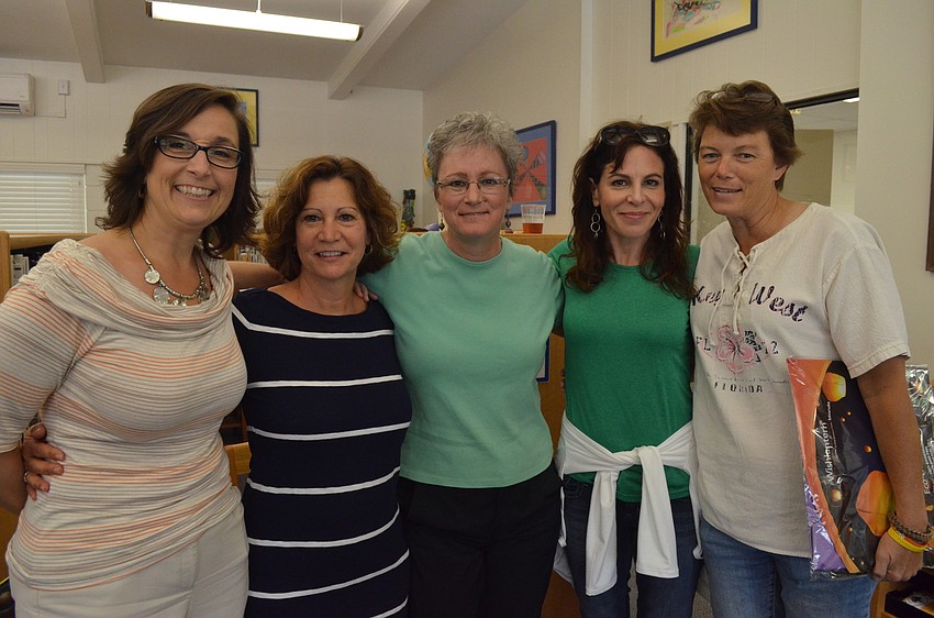 ODA Upper School Receptionist Kim Chait, Volunteer Mary Lynn Messina, Upper School Art Teacher Paula Kozak, School Nurse Allie Small and Director of the Wellness Program Shelley Stone