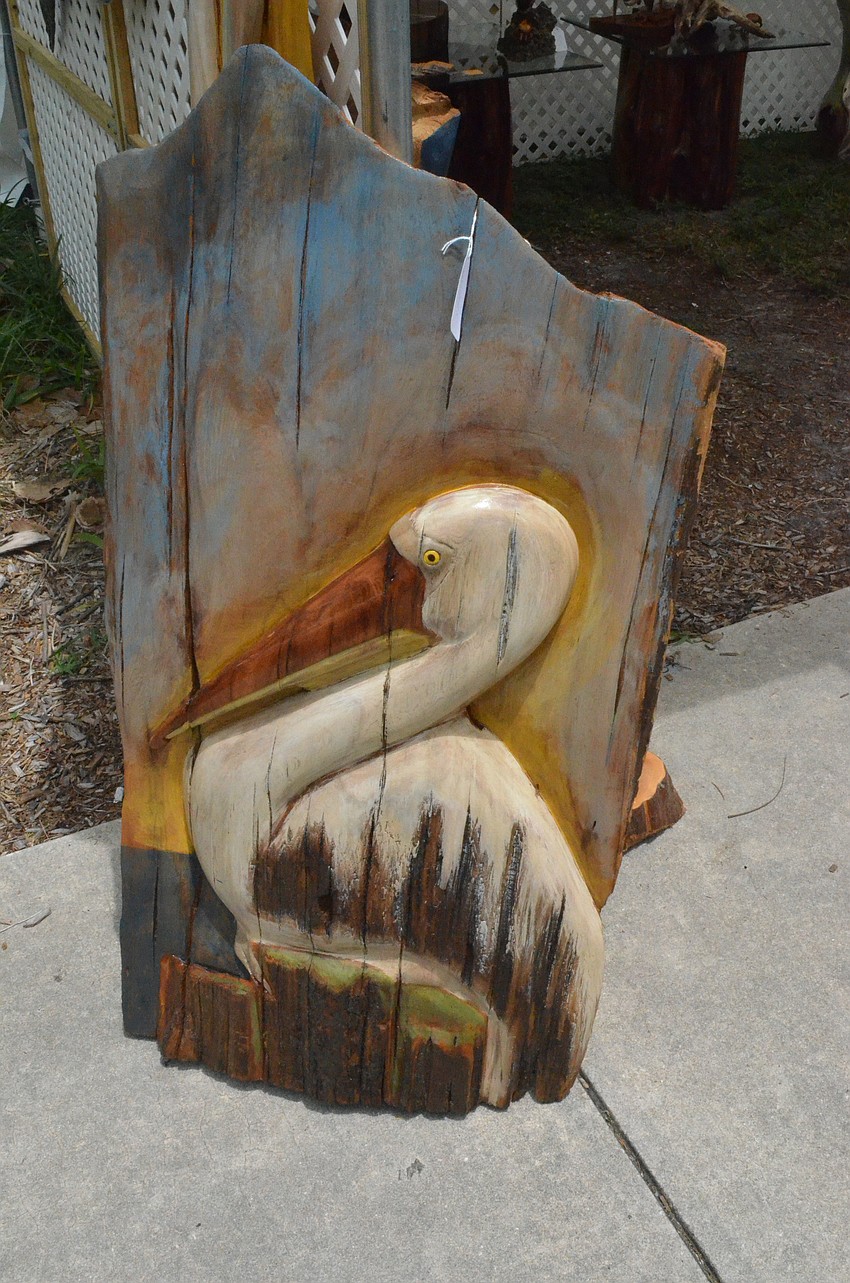 Artist Steve Umphrey made this pelican out of yellow cedar.