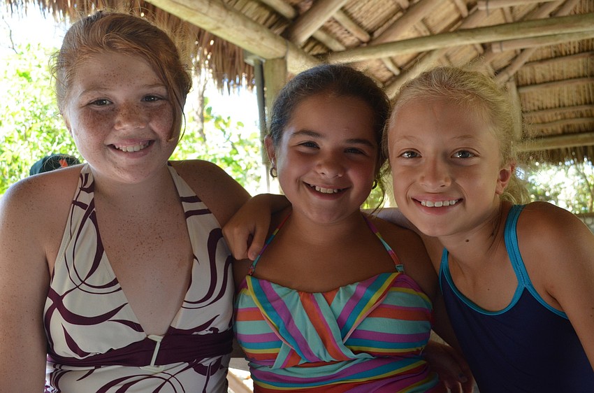 Savannah Johnson, 11, Kalie Devaney, 11, and Sofia Sanchez, 10, are excited to learn about marine life with hands on projects.