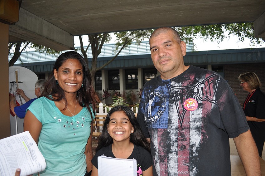Rhiana Mann with Emily and Jamie Giraldo; Emily is a fourth grader on the Tara Elementary dance team.