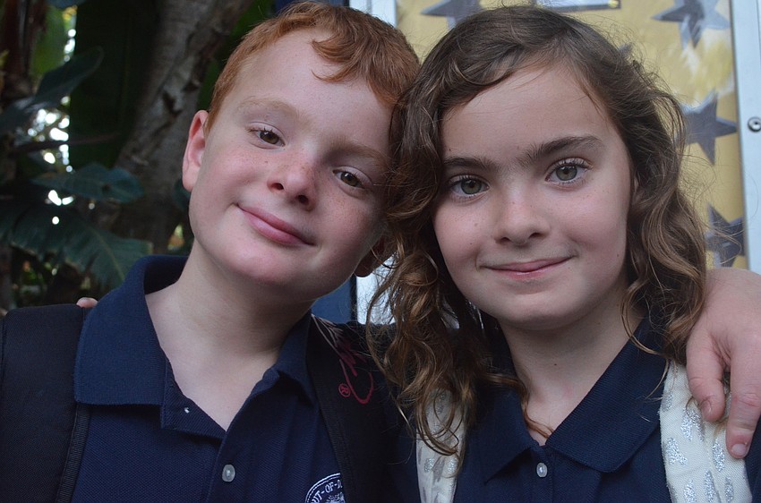 Twins Tyler and Roxy T. head to their first day of third grade.
