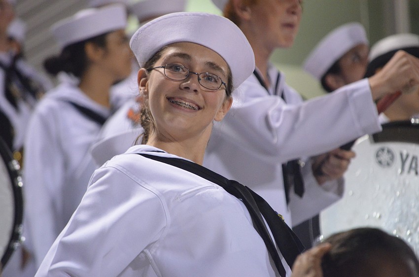 Sophomore Bailey Boudreau plays the cymbals in the band.