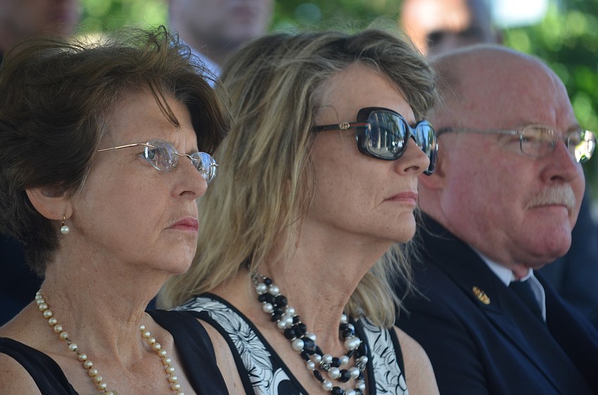 Commissioners Susan Chapman and Suzanne Atwell and Sarasota County Fire Chief Mike Tobias