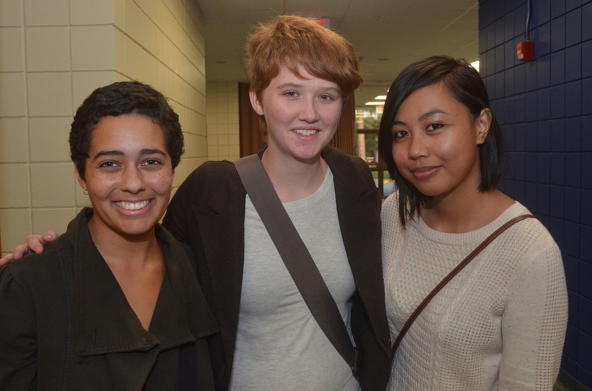 New College students Taylor Meredith, Kaylie Stoker and Shane Donglasan