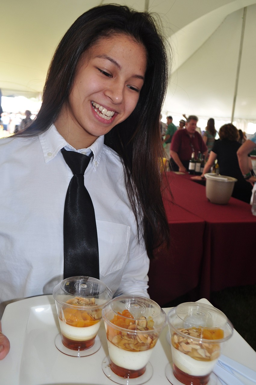 Samantha Lopez, of Manatee Technical Instituteâ€™s culinary program, served a Greek yogurt-based dessert.