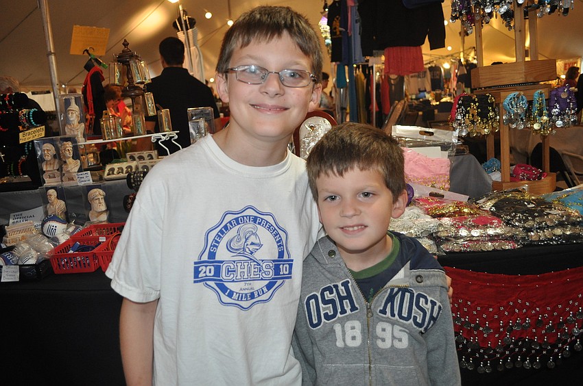 Benjamin Covert, who is learning about Greek culture at Pine View School, shopped for trinkets with his brother, Barrett.
