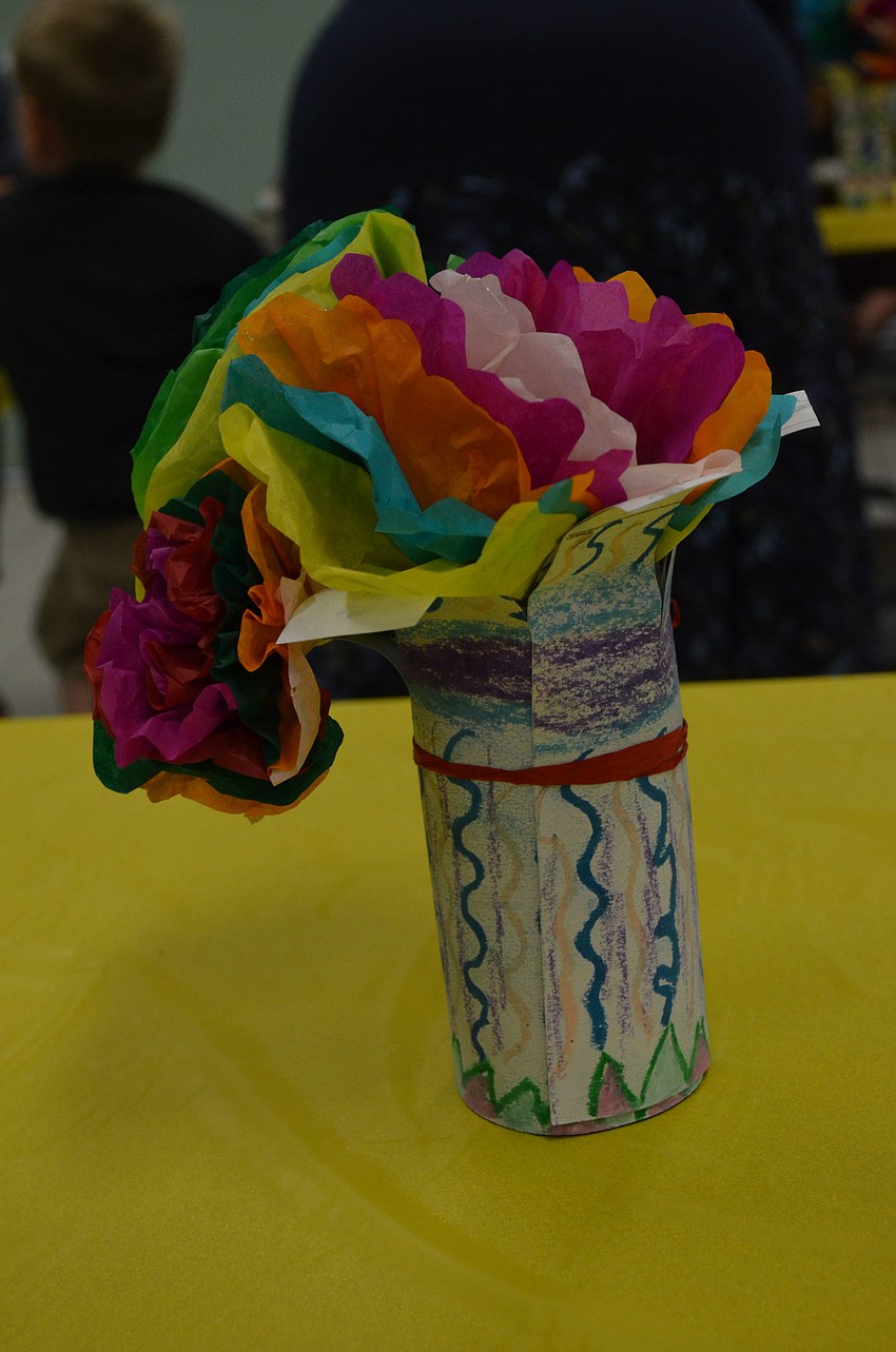 Students made flower center pieces.