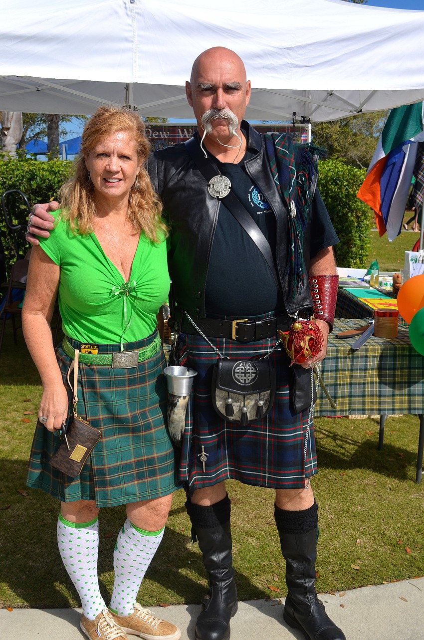 Kathy Kellehen and John Gale sport kilts at the event.