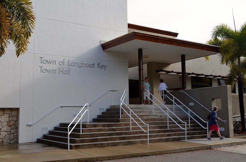 Sarasota county voters filter in and out of Town Hall.