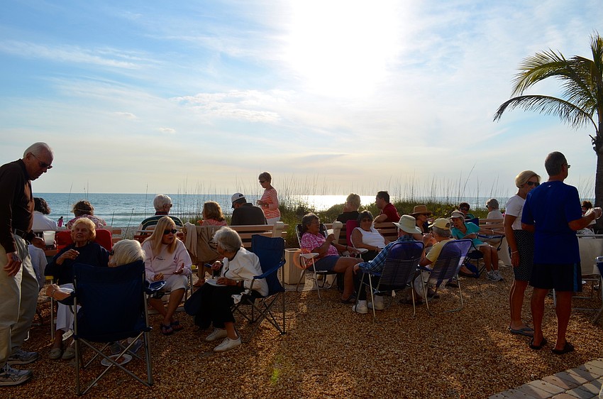 Residents crowded the sunny beach on Thursday evening.