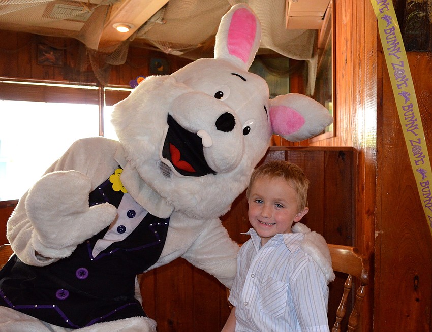Eggz the Easter Bunny and Carson Johnston