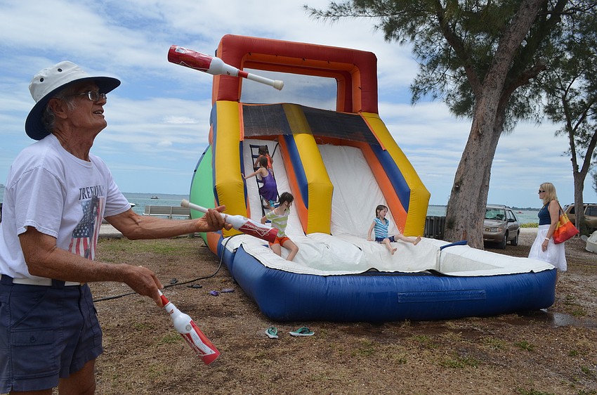 Jim Westerdale made his juggling pins out of recycled aluminum beer bottles.