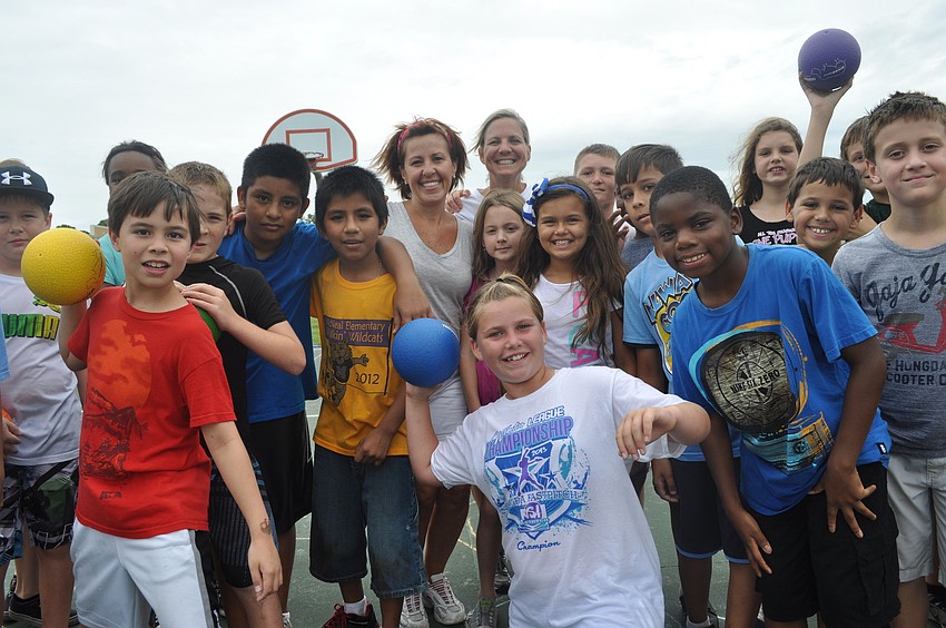 Martha Nievesâ€™ and Amy Hollandâ€™s fourth grade students celebrated their FCAT writing scores with a game of dodgeball.