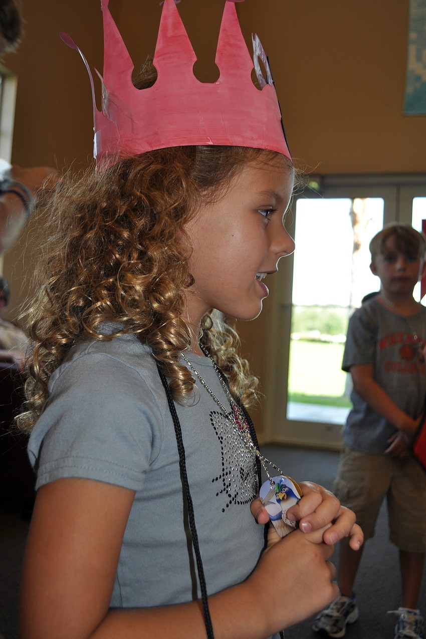 Emma Zamikoff leads her group mates in a game.