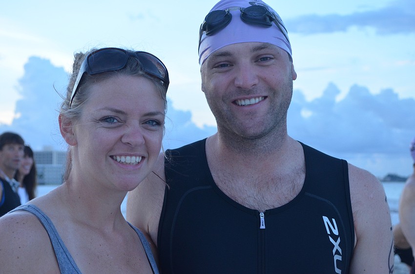 Erin Smith supports Todd Seaver who participates in the Olympic Triathlon.