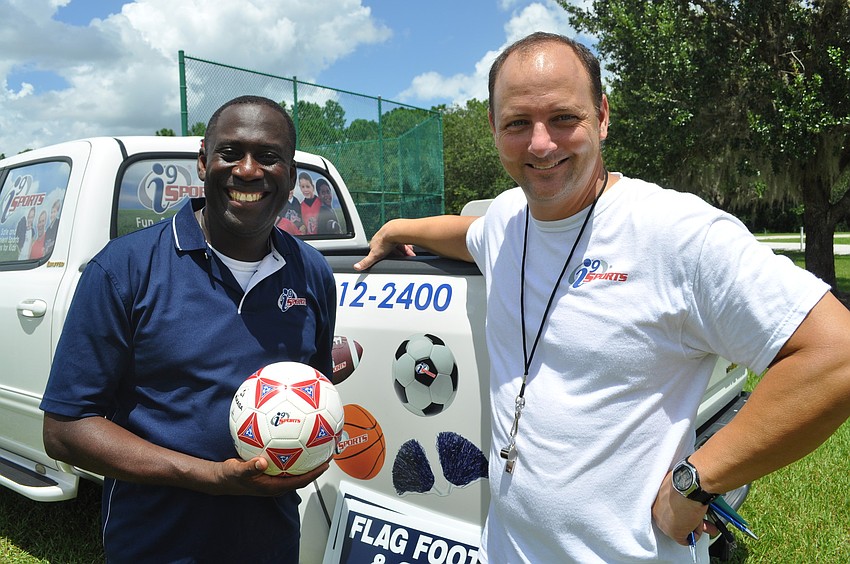 Edwin Robinson and Larry Jackson of i9 Sports brought flag football and soccer to the picnic.