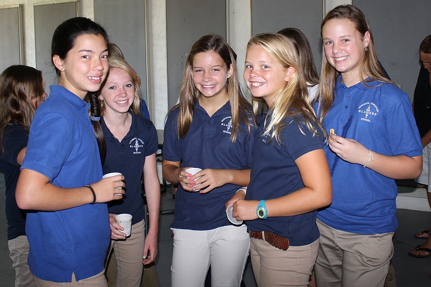 Seventh graders Julia Chu, Alexa Mast, Amber Schrag, Maddie Voigt and Audrey Bennett