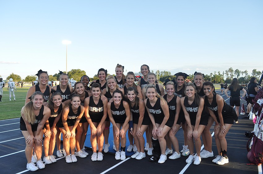 Braden River Cheerleaders posed for a photo before the game