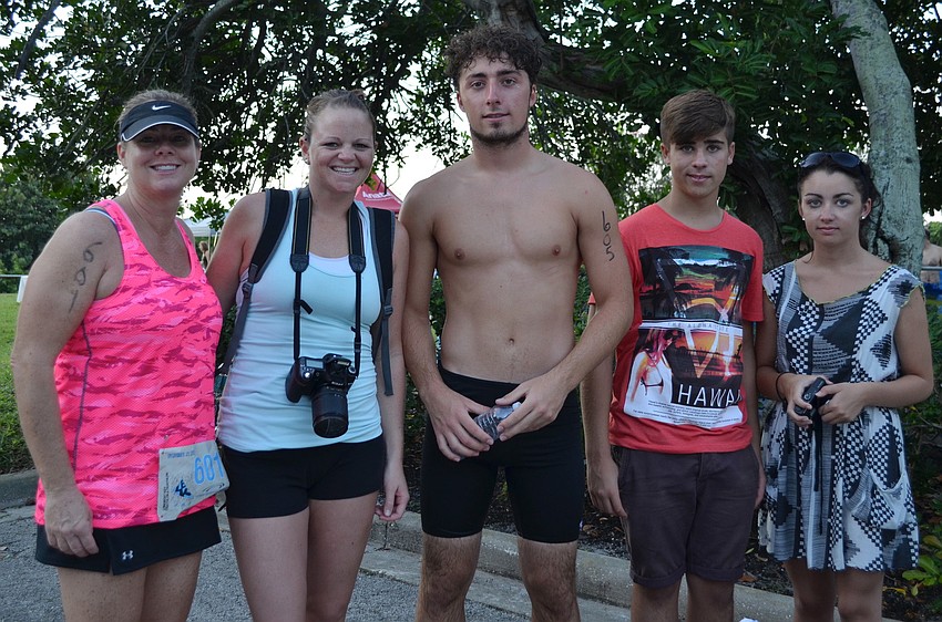 Amy Deem, Deb Hargreaves, Craig James and Alfie and Alisha Barns