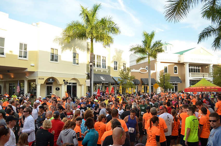 Runners line up for the start of the race.