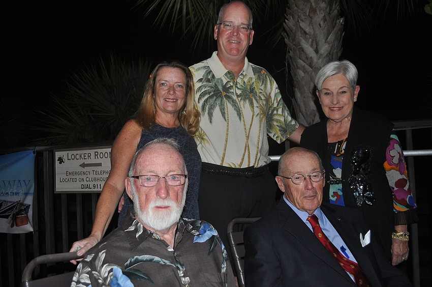 (Back) Barbie and Jeff Brand, both veterans of the Air Force, with Elenmarie Dunn, (Front) Bill Goodwin, a veteran of the Army, and Bill Dunn, a veteran of the Marines