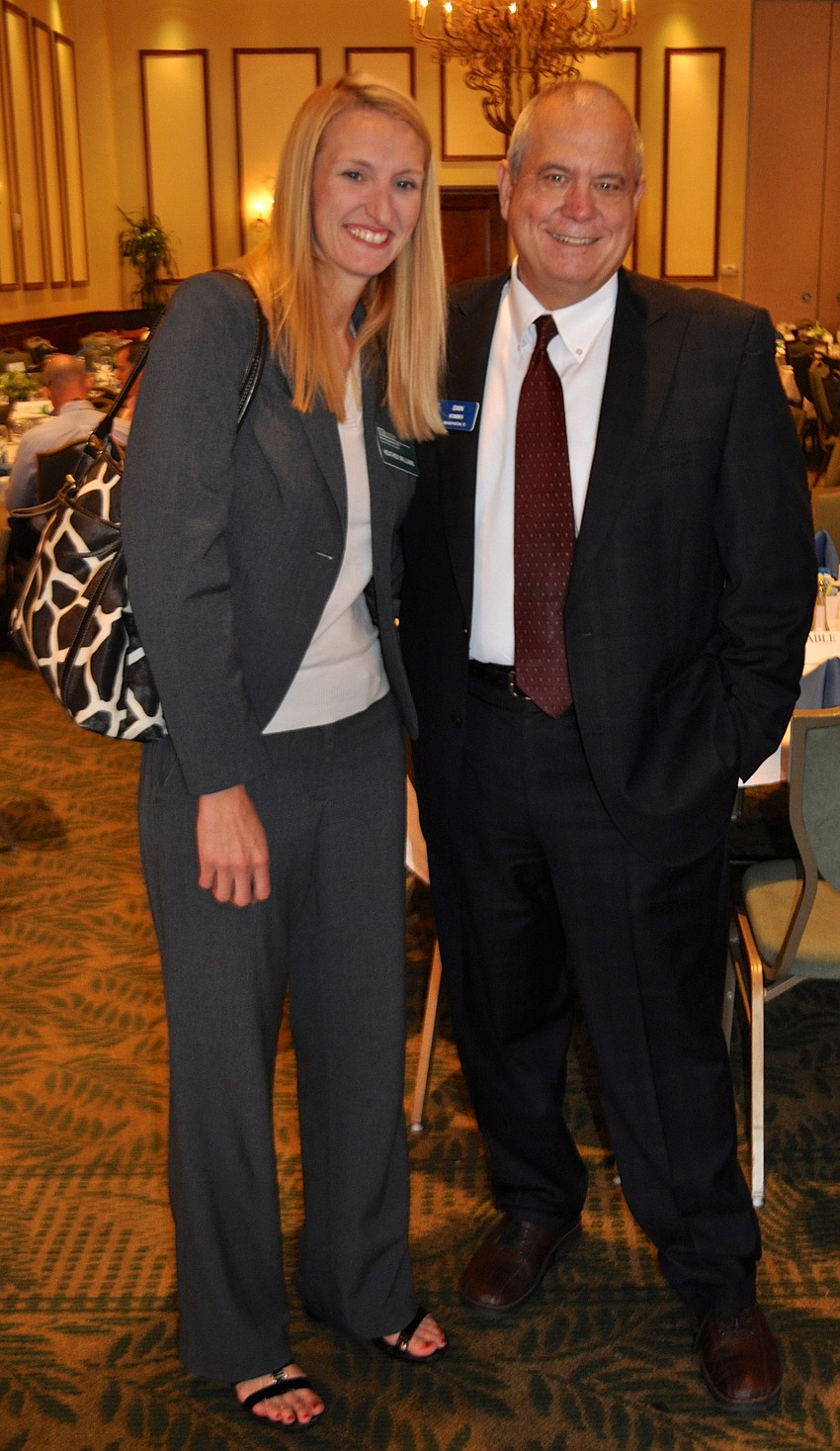 Heather Williams and Dan Forbes prepare to head in for lunch and award presentations.