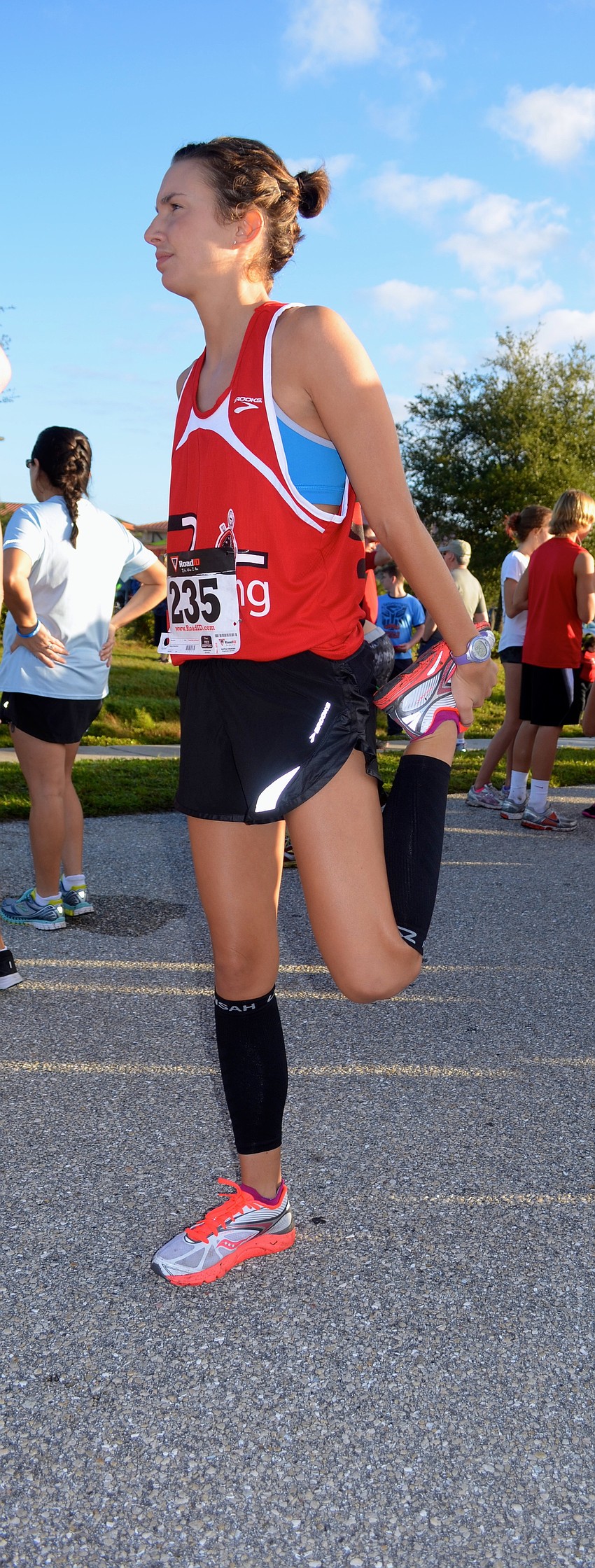 Emily Egan stretches to prepare.