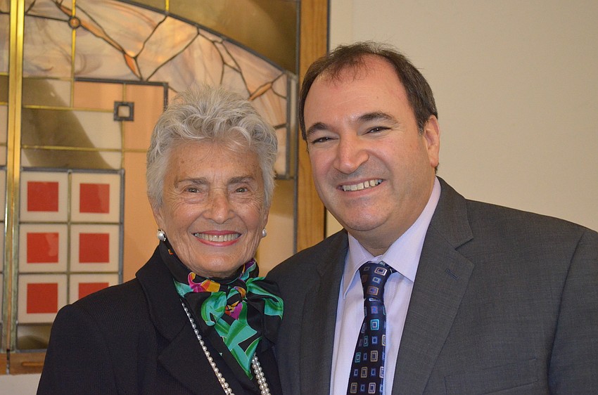 Honoree Ruth Ades with Rabbi Charles Savenor