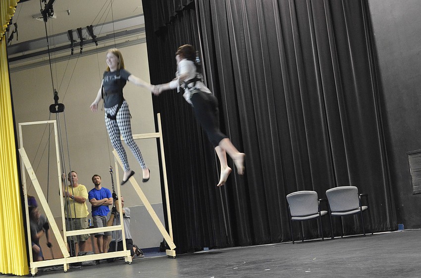 Bailey Macejak and Gretchen Beaumier fly in the final scene