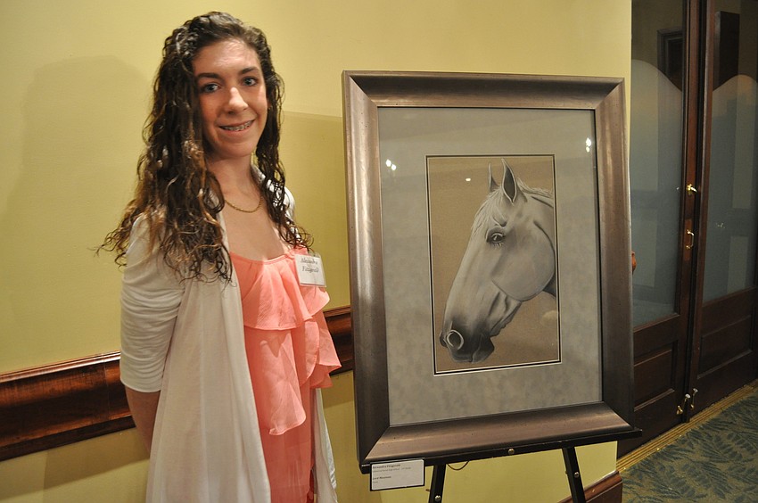 Alexandra Fitzgerald, a junior at Lakewood Ranch High School displayed a pastel piece showing a real-life horse, Lord Maximus.