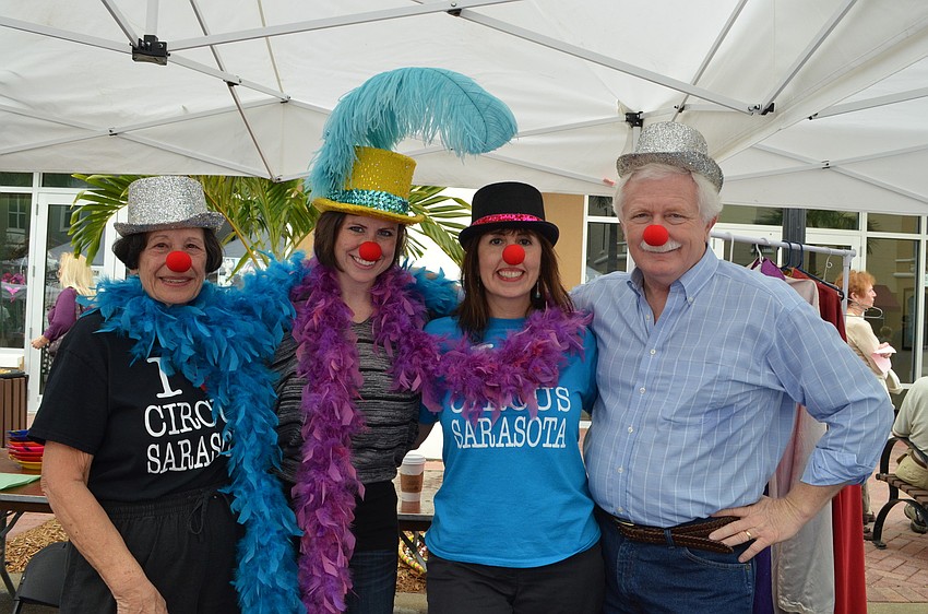 Circus Sarasota and the Arts and Cultural Alliance of Sarasota County have fun on the job: Jennifer Gemmeke, Danae DeShazer, Patty Ordonez-Bains and Jim Shirley