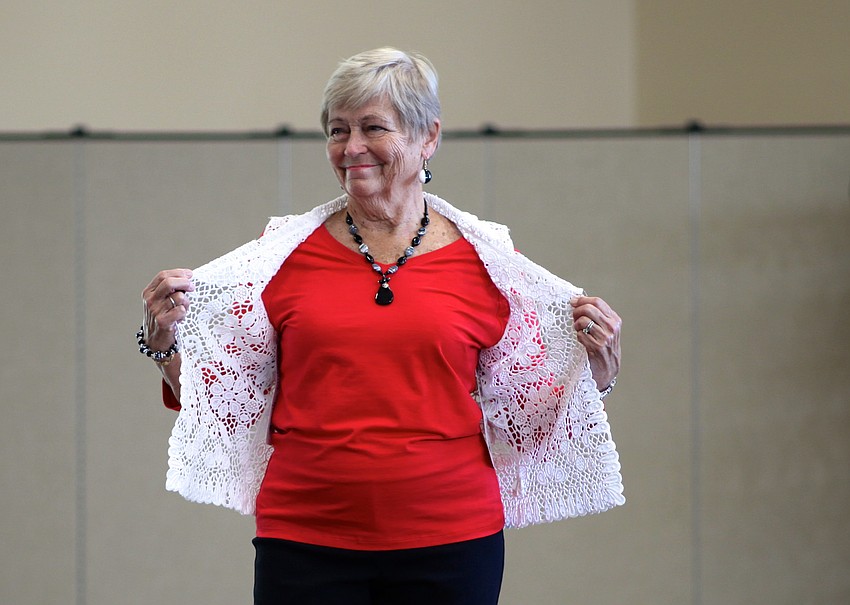 Eleanor McConnell shows off her outfit to the crowd.