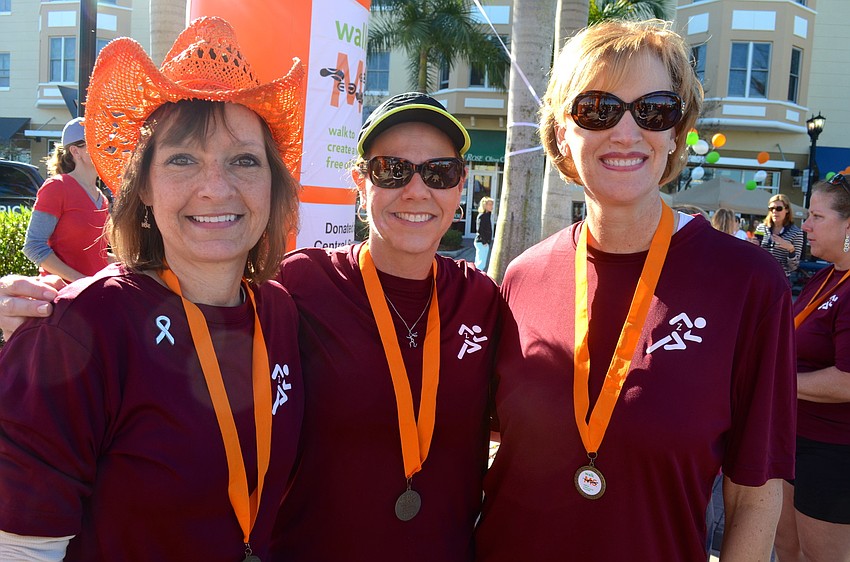 Patti Saunders, Jackie Hilston and Jennifer Brooks enjoy time outside.