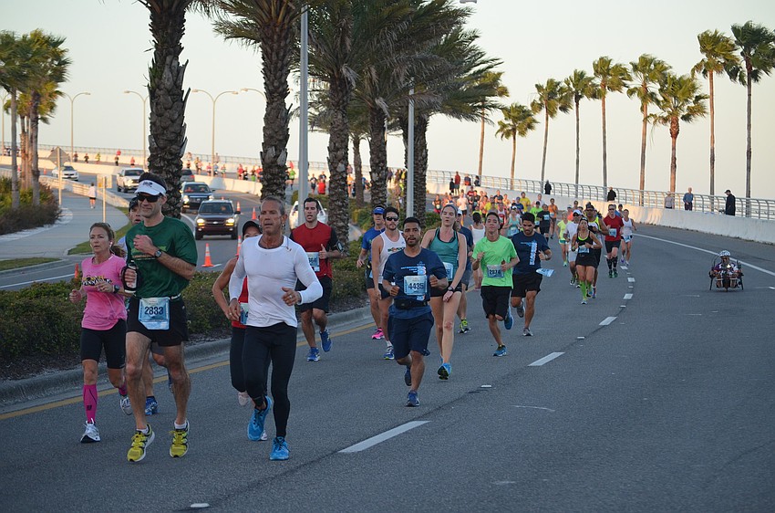 The course took runners over the Ringling Bridge.