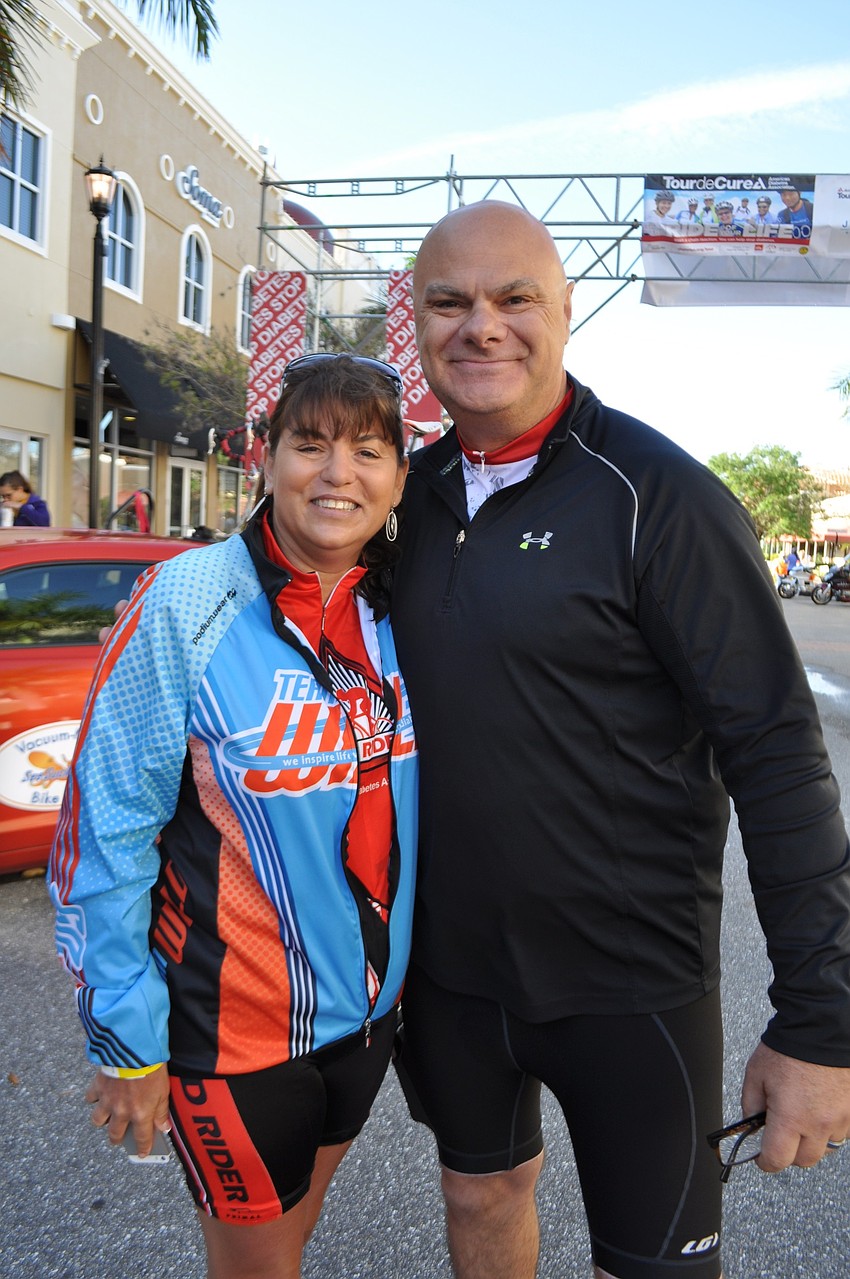 arlene and Chris White ride the 35-mile route. Darlene has diabetes.