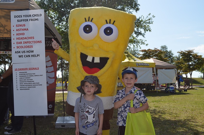 Justis and Toby Malone with Spongebob Squarepants.