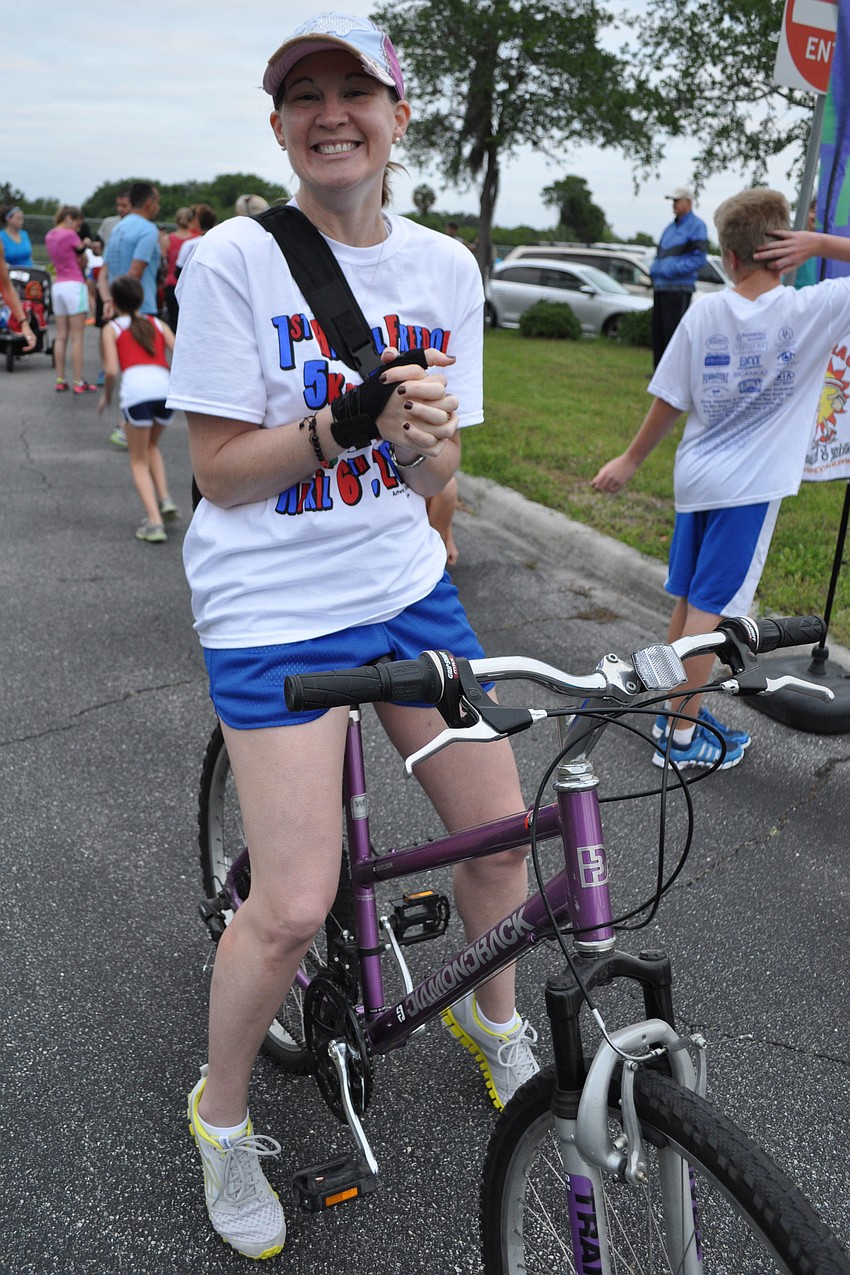 Merit Sowards led runners along the path.