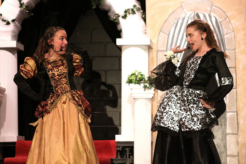 Joy, Madison Chaney, and Portia, Carrie Dutting, sing â€œStepsistersâ€™ Lamentâ€.