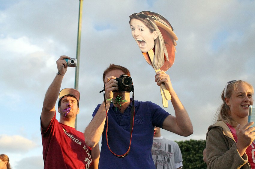 Tim Sundeck and Ben Gordon along with Mike McDonald, not in photo, came from Tampa to cheer on their girlfriends as they participated in the Longboat Key Sprint Triathlon Sunday, May 5, out at the Longboat Key Club.