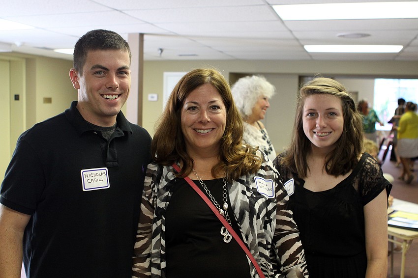 Scholarship recipient Nicholas Cahill with his mom, Kathleen, and sister, Elizabeth, Sunday, May 12, at Longboat Island Chapel.