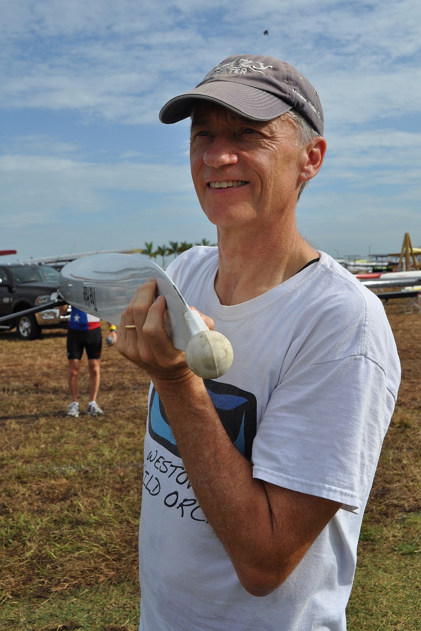 J.P. Nicot helped a teammate carry his boat to the water.