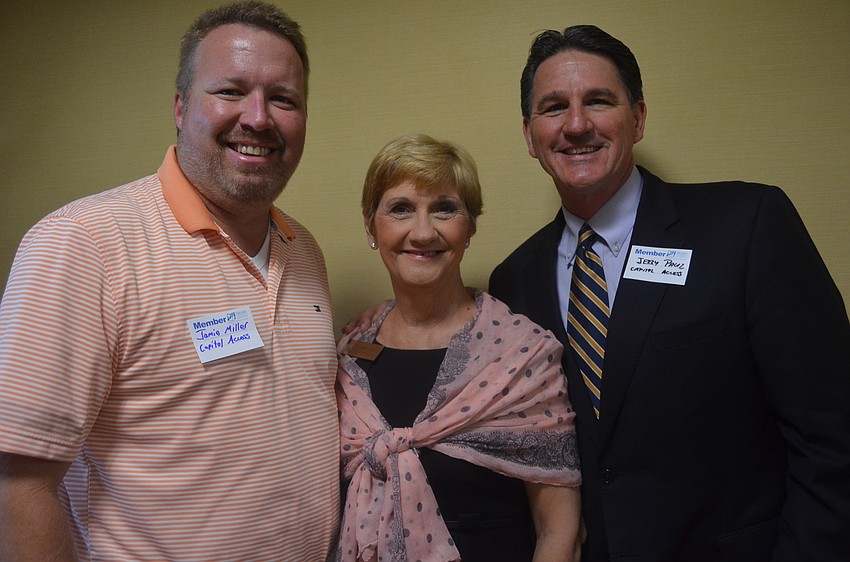Jamie Miller of Capitol Access, Manatee County Commissioner Vanessa Baugh and Jerry Paul of Capitol Access