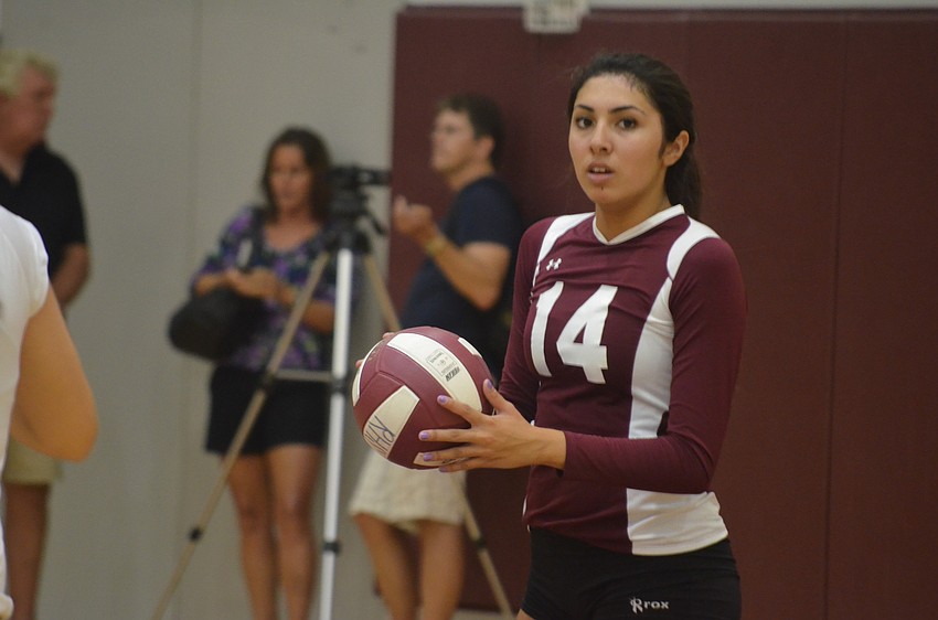 Riverview player Malie Pere gets ready to serve.