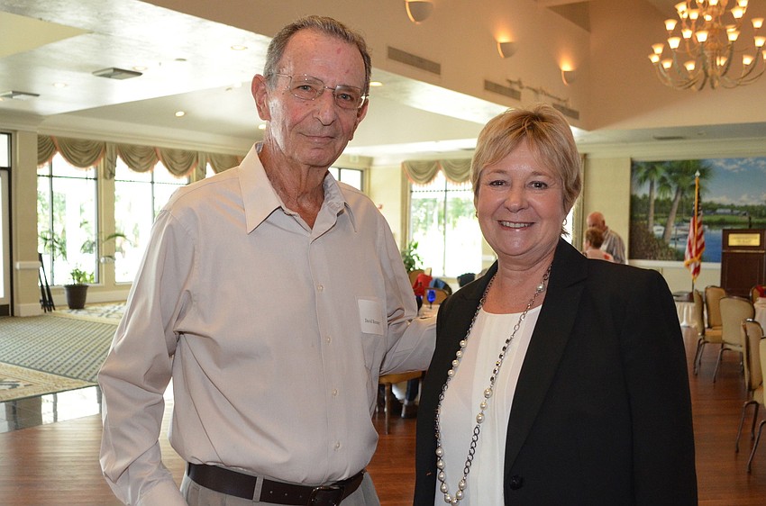Town of Longboat Key Vice Mayor Dave Brenner and Sarasota County Supervisor of Elections Kathy Dent at the Longboat Key Democratic Club luncheon Tuesday, Oct. 8.