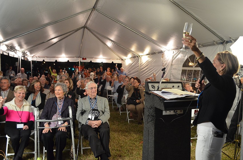 Chair of the Board Susan McLeod raises a toast for the Season VII launch of Sarasota Season of Sculpture